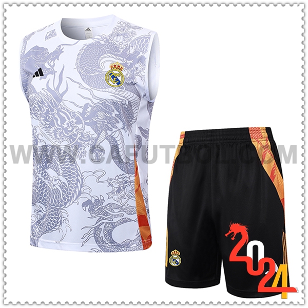 Camiseta Entrenamiento sin mangas Real Madrid Blanco/Gris 2024 2025