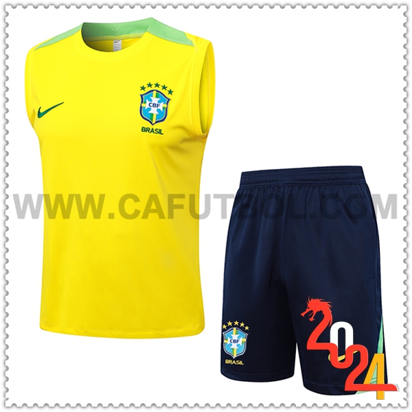 Camiseta Entrenamiento sin mangas Brasil Amarillo/Verde 2024 2025