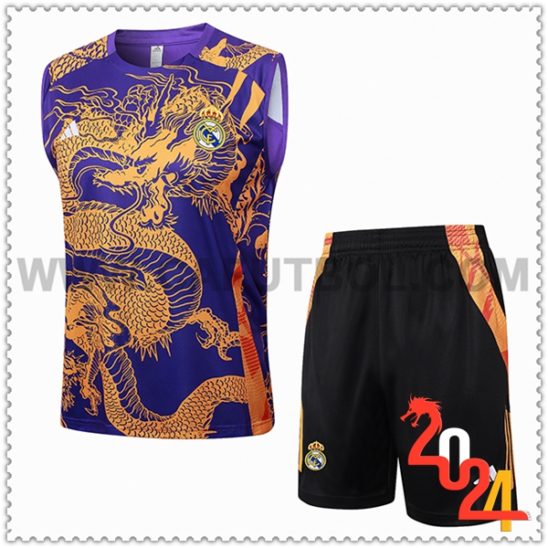 Camiseta Entrenamiento sin mangas Manchester United Violeta/Amarillo 2024 2025