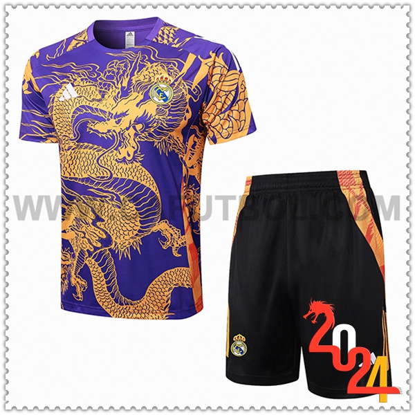 Camiseta Entrenamiento Real Madrid Violeta/Amarillo 2024 2025