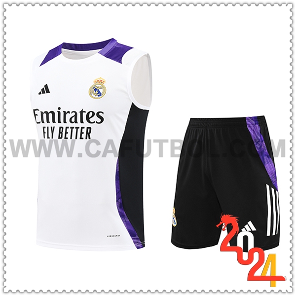 Camiseta Entrenamiento sin mangas Real Madrid Blanco/Negro/Violeta 2024 2025