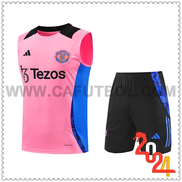 Camiseta Entrenamiento sin mangas Manchester United Rosa/Azul/Negro 2024 2025