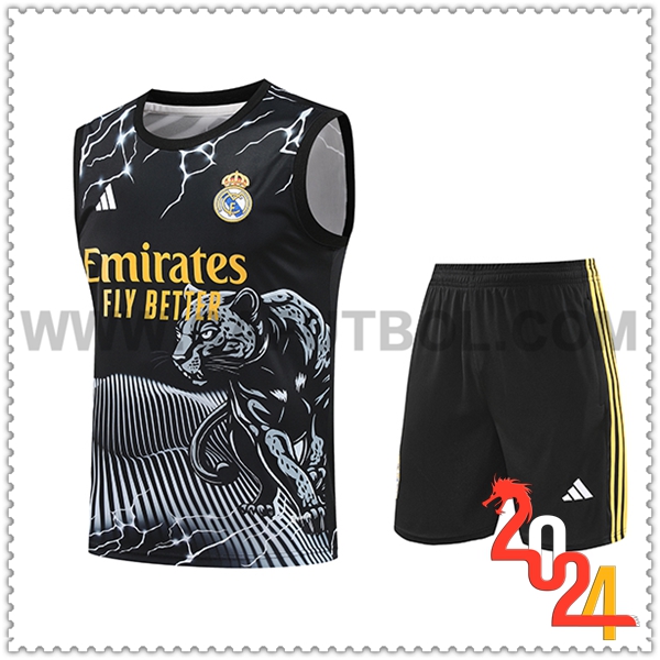 Camiseta Entrenamiento sin mangas Real Madrid Negro/Blanco/Amarillo 2024 2025