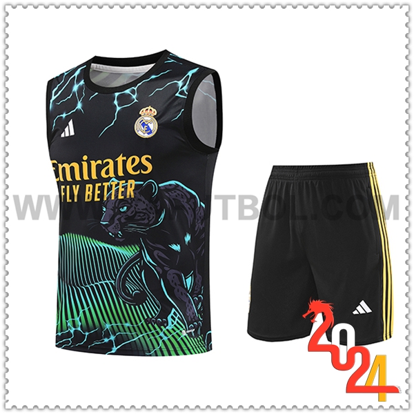 Camiseta Entrenamiento sin mangas Real Madrid Negro/Verde/Amarillo 2024 2025