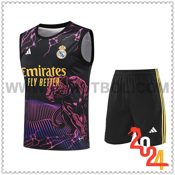 Camiseta Entrenamiento sin mangas Real Madrid Negro/Violeta/Amarillo 2024 2025