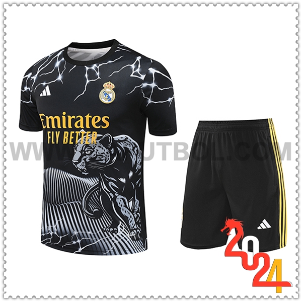 Camiseta Entrenamiento Real Madrid Negro/Blanco/Amarillo 2024 2025