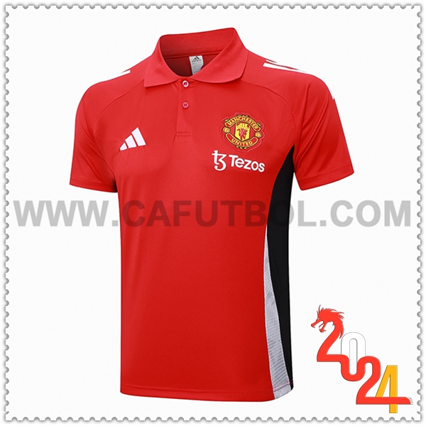 Camiseta Polo Manchester United Rojo/Negro/Blanco 2024 2025