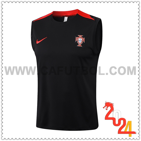 Chalecos De Futbol Portugal Negro/Rojo 2024 2025 -02