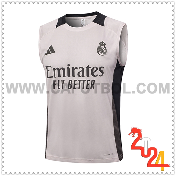 Chalecos De Futbol Real Madrid Rosa/Gris 2024 2025 -02