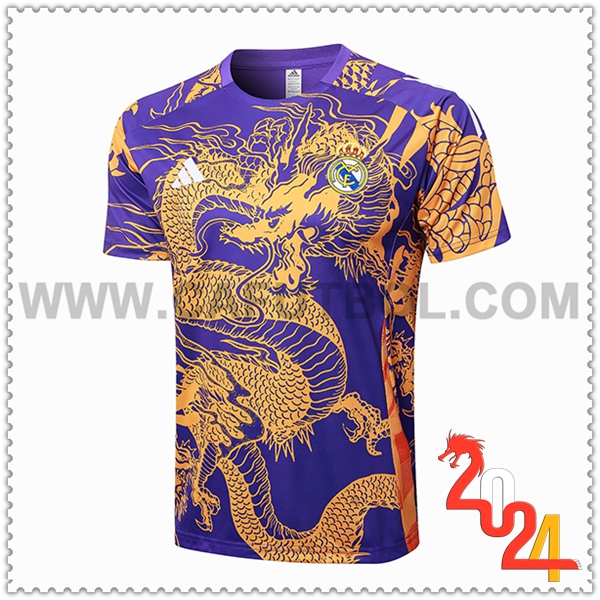 Camiseta Entrenamiento Real Madrid Violeta/Amarillo 2024 2025