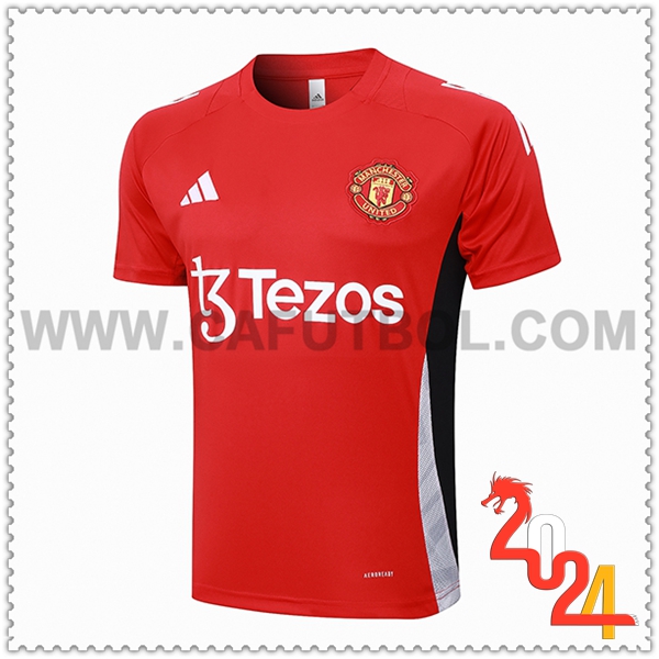 Camiseta Entrenamiento Manchester United Rojo/Blanco/Blanco 2024 2025