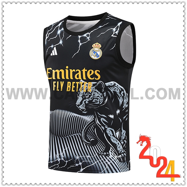 Chalecos De Futbol Real Madrid Negro/Blanco/Amarillo 2024 2025