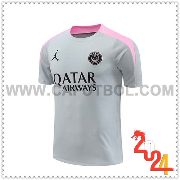 Camiseta Entrenamiento PSG Gris/Rosa 2024 2025