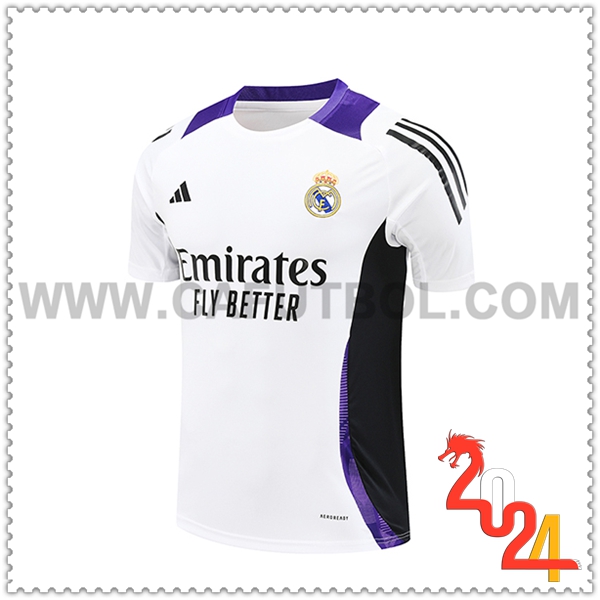 Camiseta Entrenamiento Real Madrid Blanco/Negro/Violeta 2024 2025