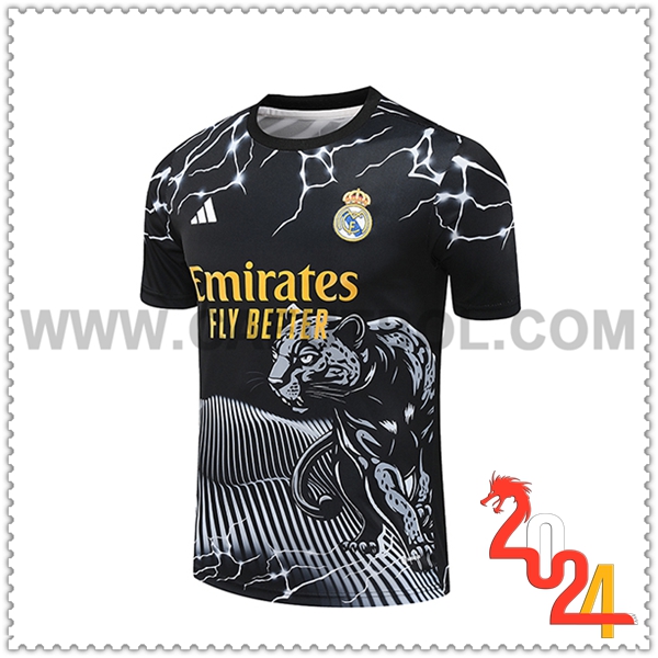 Camiseta Entrenamiento Real Madrid Negro/Blanco/Amarillo 2024 2025