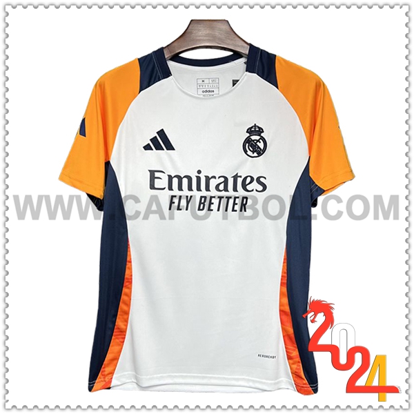 Camiseta Entrenamiento Real Madrid Blanco/Naranja/Azul 2024 2025