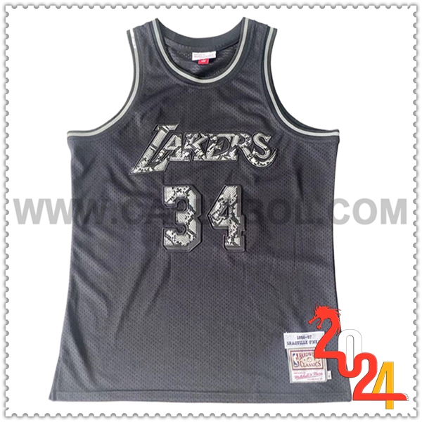 Camisetas De Futbol Los Angeles Lakers (O'NEAL #34) 2024/25 Negro/Gris