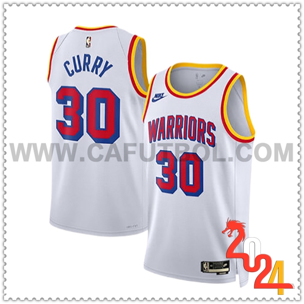 Camisetas De Futbol Golden State Warriors (CURRY #30) 2024/25 Blanco/Rojo/Amarillo