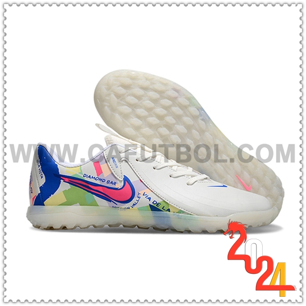 Nike Zapatos Futbol PHANTOM GX II CLUB TF Blanco/Verde/Rosa