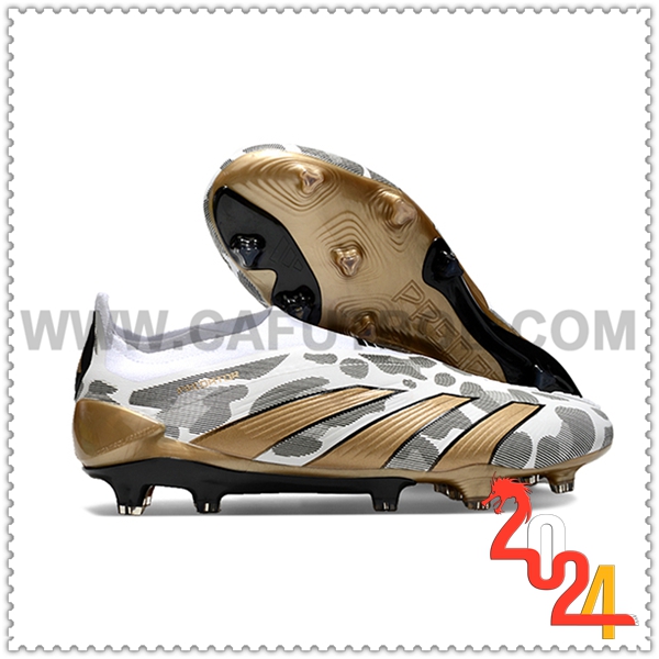 Adidas Zapatos Futbol PREDATOR ELITE LACELESS BOOTS FG Blanco/Gris/Amarillo -02