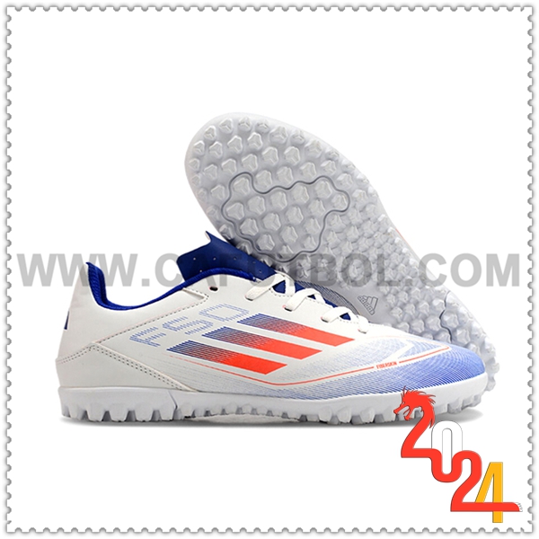 Adidas Zapatos Futbol F50 CLUB TF Blanco/Azul/Naranja