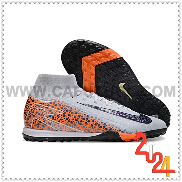 Nike Zapatos Futbol Air Zoom Mercurial Superfly X Elite TF Gris/Negro/Naranja