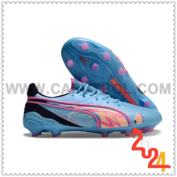 PUMA Zapatos Futbol KING FG/AG Azul/Rosa/Negro