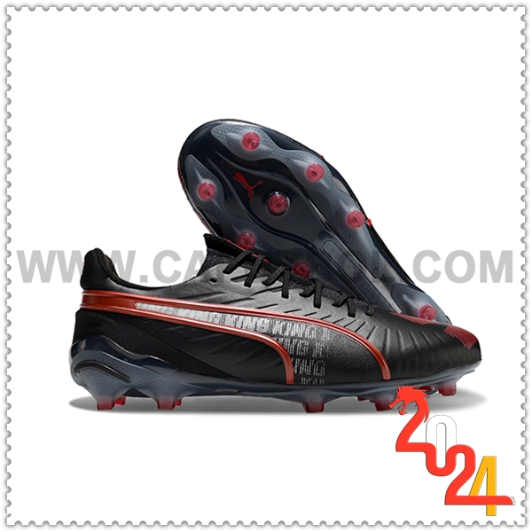 PUMA Zapatos Futbol KING FG/AG Negro/Rojo