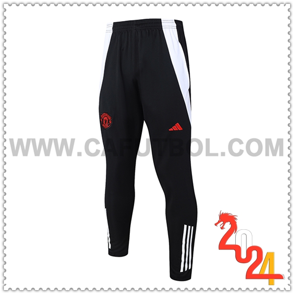 Pantalon Entrenamiento Manchester United Negro/Blanco 2024 2025