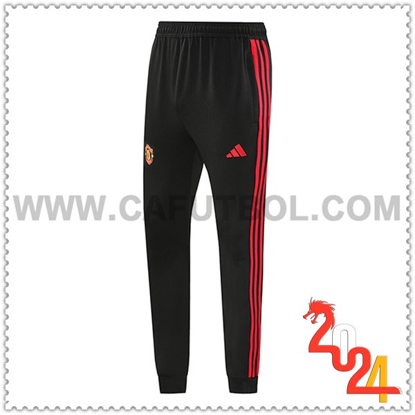 Pantalon Entrenamiento Manchester United Negro/Rojo 2024 2025