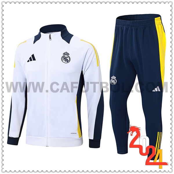 Chandal Chaquetas Futbol Real Madrid Blanco/Azul/Amarillo 2024 2025 -02