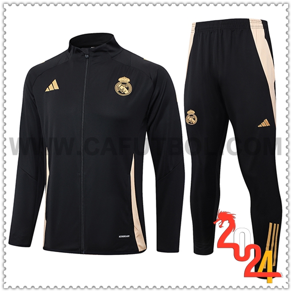 Chandal Chaquetas Futbol Real Madrid Negro/Amarillo 2024 2025 -02