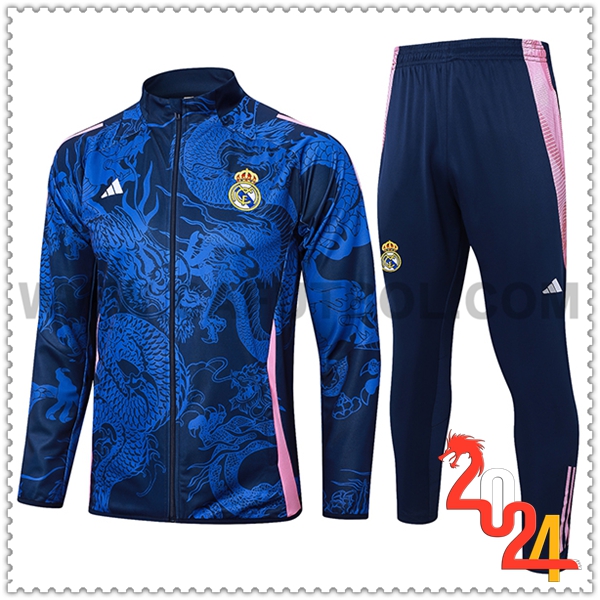 Chandal Chaquetas Futbol Real Madrid Azul/Rosa 2024 2025