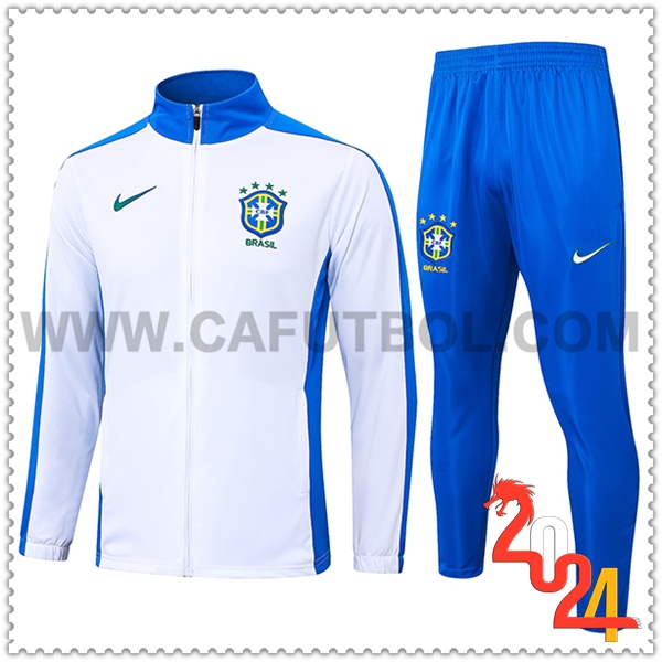 Chandal Chaquetas Futbol Brasil Blanco/Azul 2024 2025