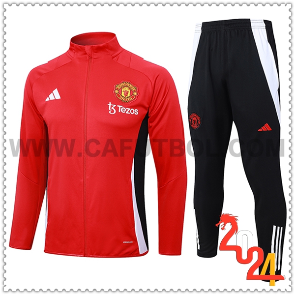 Chandal Chaquetas Futbol Manchester United Rojo/Negro/Blanco 2024 2025