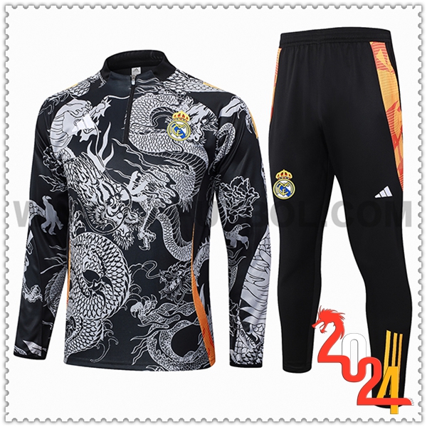 Chandal Futbol Real Madrid Negro/Gris/Naranja 2024 2025