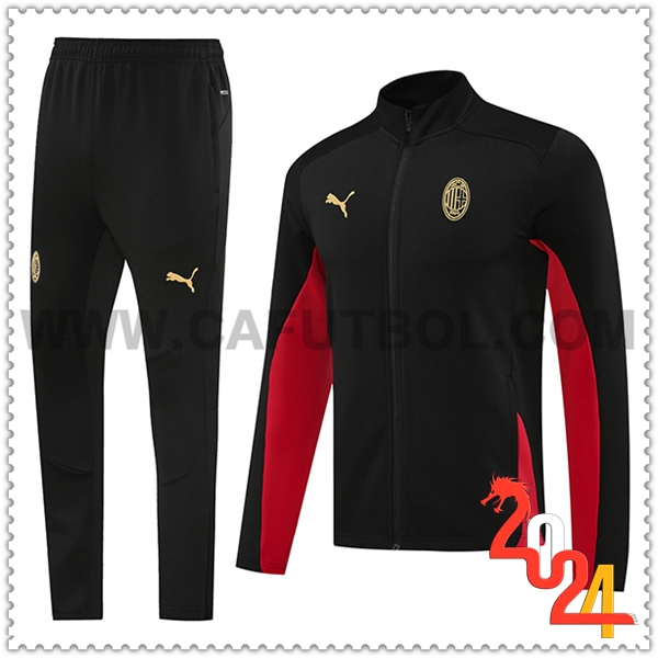 Chandal Chaquetas Futbol AC Milan Negro/Rojo 2024 2025