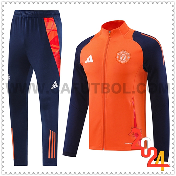 Chandal Chaquetas Futbol Manchester United Naranja/Violeta 2024 2025