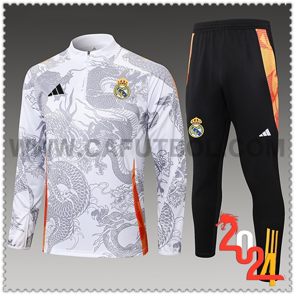 Chandal Futbol Real Madrid Ninos Blanco/Gris/Rojo 2024 2025