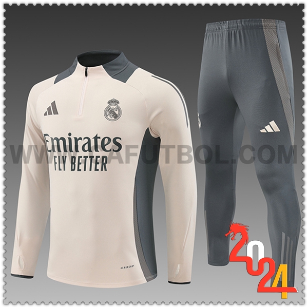 Chandal Futbol Real Madrid Ninos Beige/Gris 2024 2025