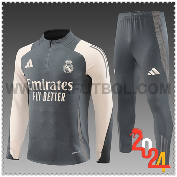 Chandal Futbol Real Madrid Ninos Gris/Beige 2024 2025