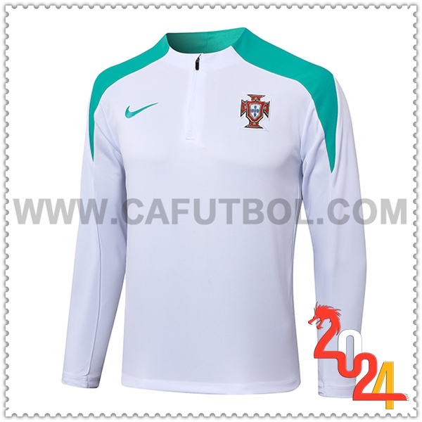 Sudadera Entrenamiento Portugal Blanco/Verde 2024 2025