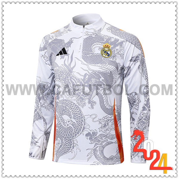 Sudadera Entrenamiento Real Madrid Blanco/Gris 2024 2025 -02