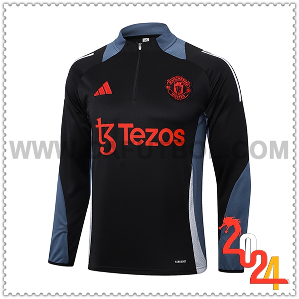 Sudadera Entrenamiento Manchester United Negro/Gris 2024 2025