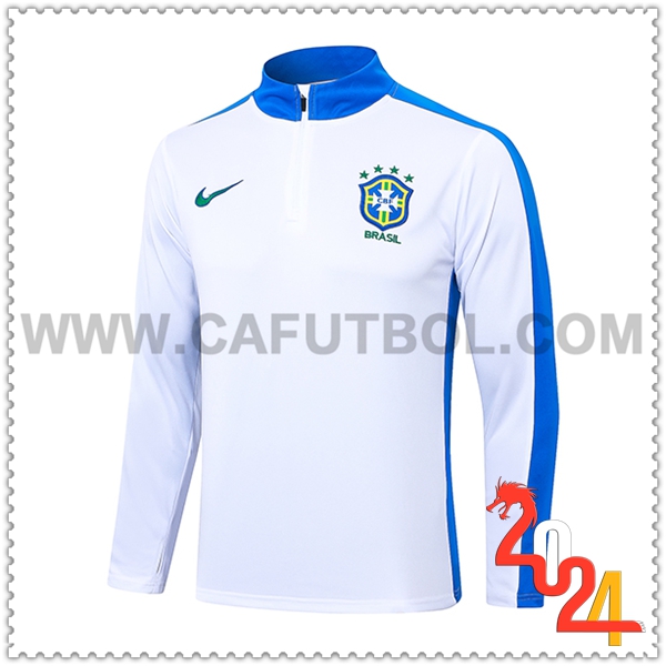 Sudadera Entrenamiento Brasil Blanco/Azul 2024 2025