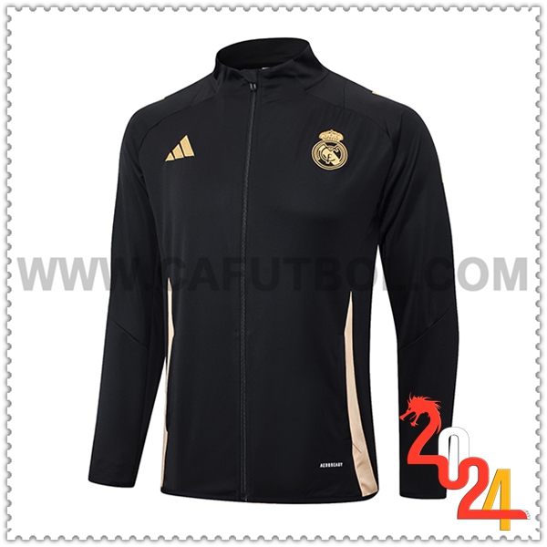 Chaquetas Futbol Real Madrid Negro/Amarillo 2024 2025 -02