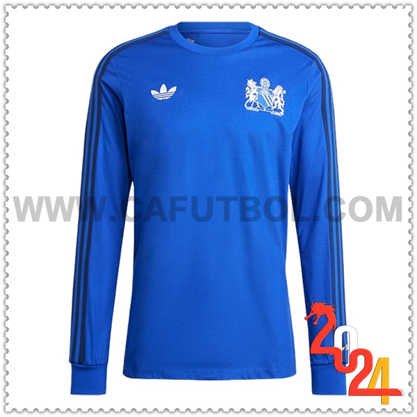 Camiseta Futbol Manchester United Mangas largas Azul Edicion especial 2024 2025