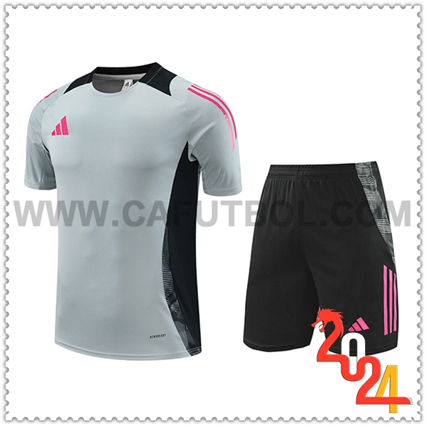 Camiseta Entrenamiento Adidas Gris/Negro/Rosa 2024 2025