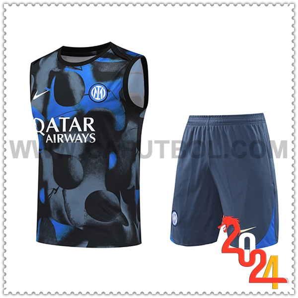 Camiseta Entrenamiento sin mangas Inter Milan Negro/Gris/Azul 2024 2025