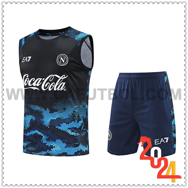 Camiseta Entrenamiento sin mangas SSC Napoles Negro/Azul 2024 2025